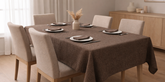 Tablecloth Colours That Warm Up Neutral Dining Spaces