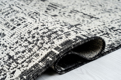 Outdoor Rugs Vintage Rectangular Black / Cream