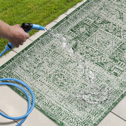 Outdoor Rugs Vintage Rectangular Green / Cream