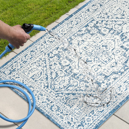 Outdoor Rugs Vintage Medallion Blue / Cream