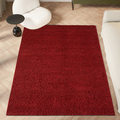 Shaggy Rug Plain Bordeaux / Dark Red