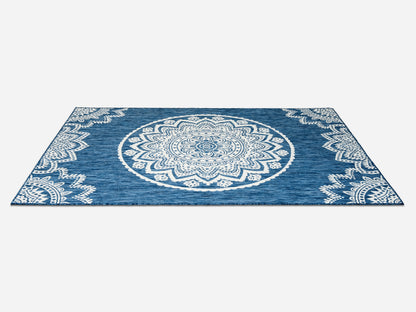 Outdoor Rugs Mandala - Blue / Cream
