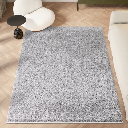 Shaggy Rug Plain Silver Grey