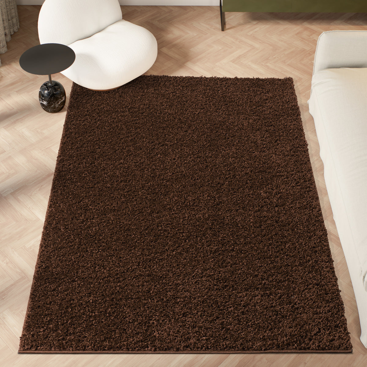 Shaggy Rug Plain Brown Cacao