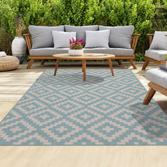 Outdoor Rugs Square Collection Aqua Cream