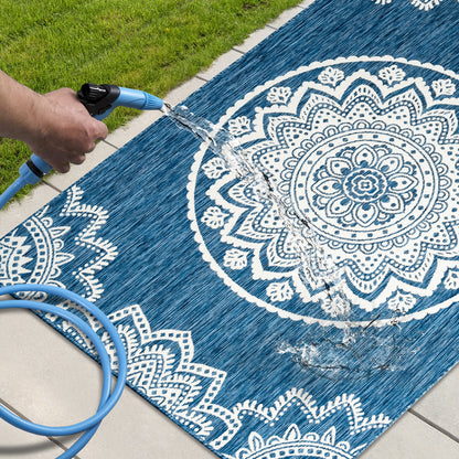 Outdoor Rugs Mandala - Blue / Cream
