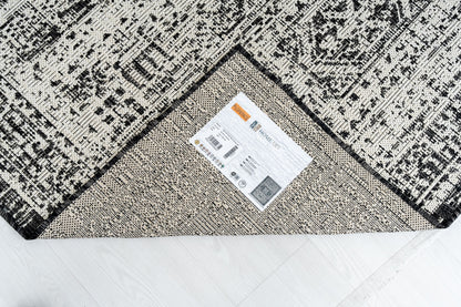 Outdoor Rugs Vintage Rectangular Black / Cream