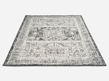 Outdoor Rugs Vintage Rectangular Black / Cream