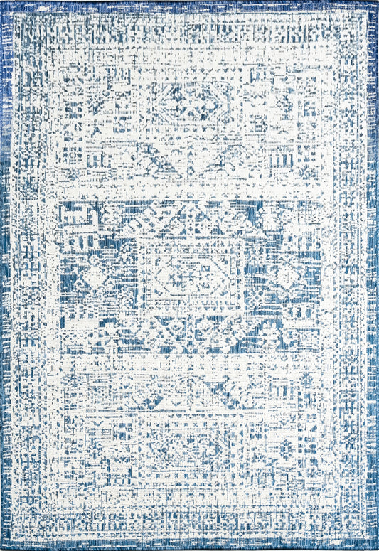 Indoor Rugs Vintage Rectangular Blue / Cream