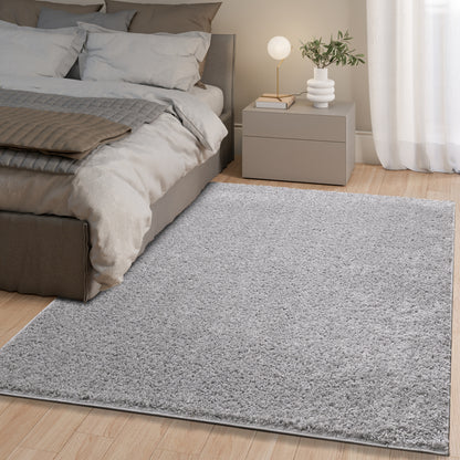 Shaggy Rug Plain Silver Grey