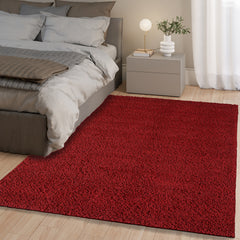 Shaggy Rug Plain Bordeaux / Dark Red