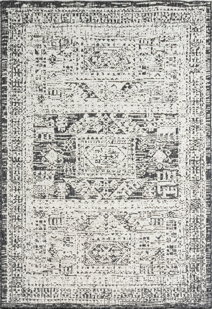 Outdoor Rugs Vintage Rectangular Black / Cream