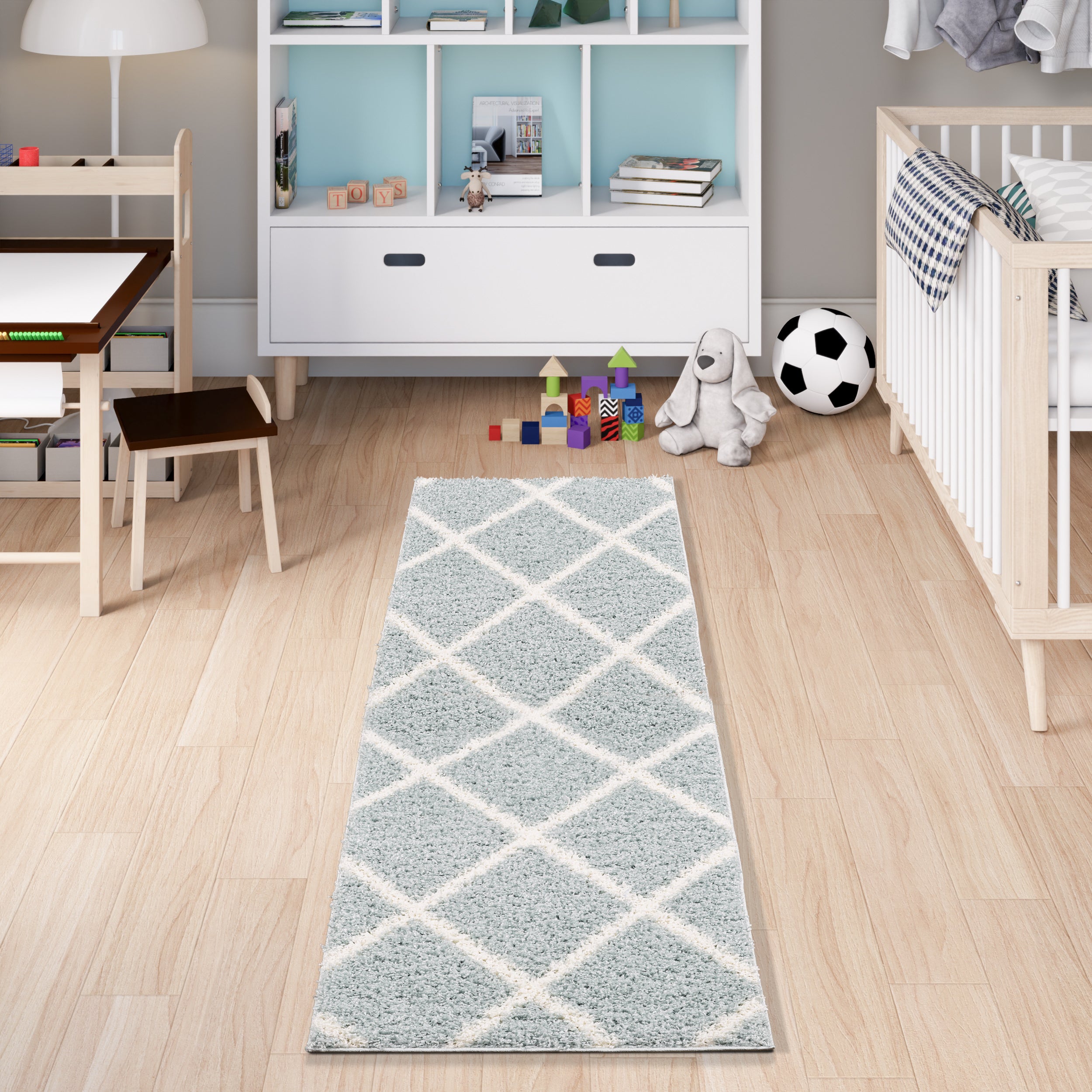 Shaggy Rug Lined Diamond Duckegg / Ivory