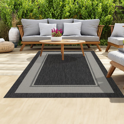 Outdoor Rugs Rectangular Collection Anthracite Cream