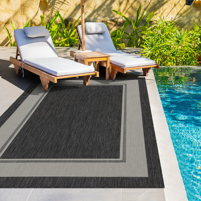 Outdoor Rugs Rectangular Collection Anthracite Cream