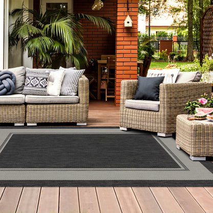 Outdoor Rugs Rectangular Collection Anthracite Cream
