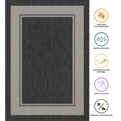 Outdoor Rugs Rectangular Collection Anthracite Cream