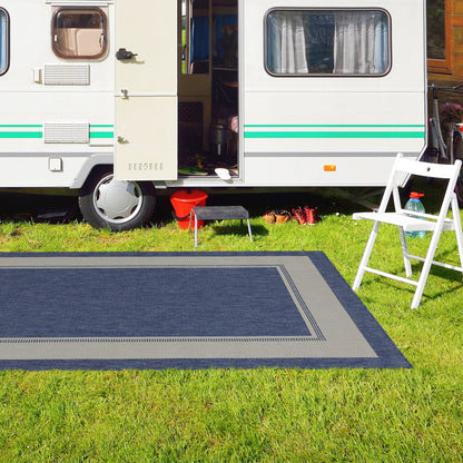 Outdoor Rugs Rectangular Collection Dark Blue Cream