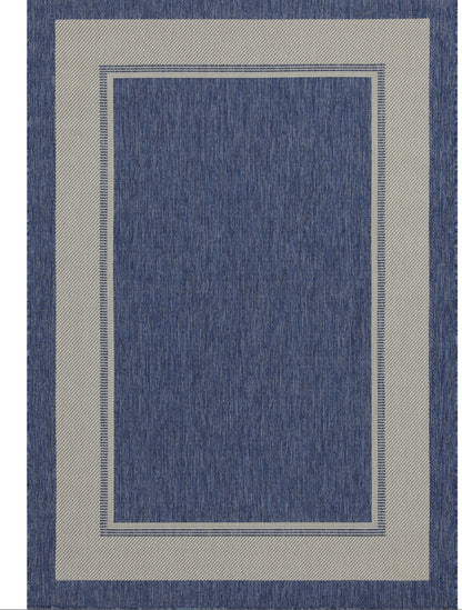 Outdoor Rugs Rectangular Collection Dark Blue Cream