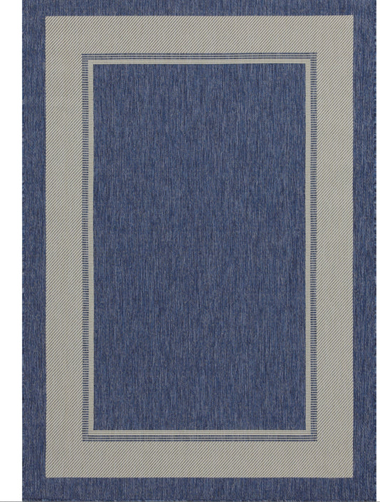 Indoor Rugs Rectangular Collection Dark Blue Cream