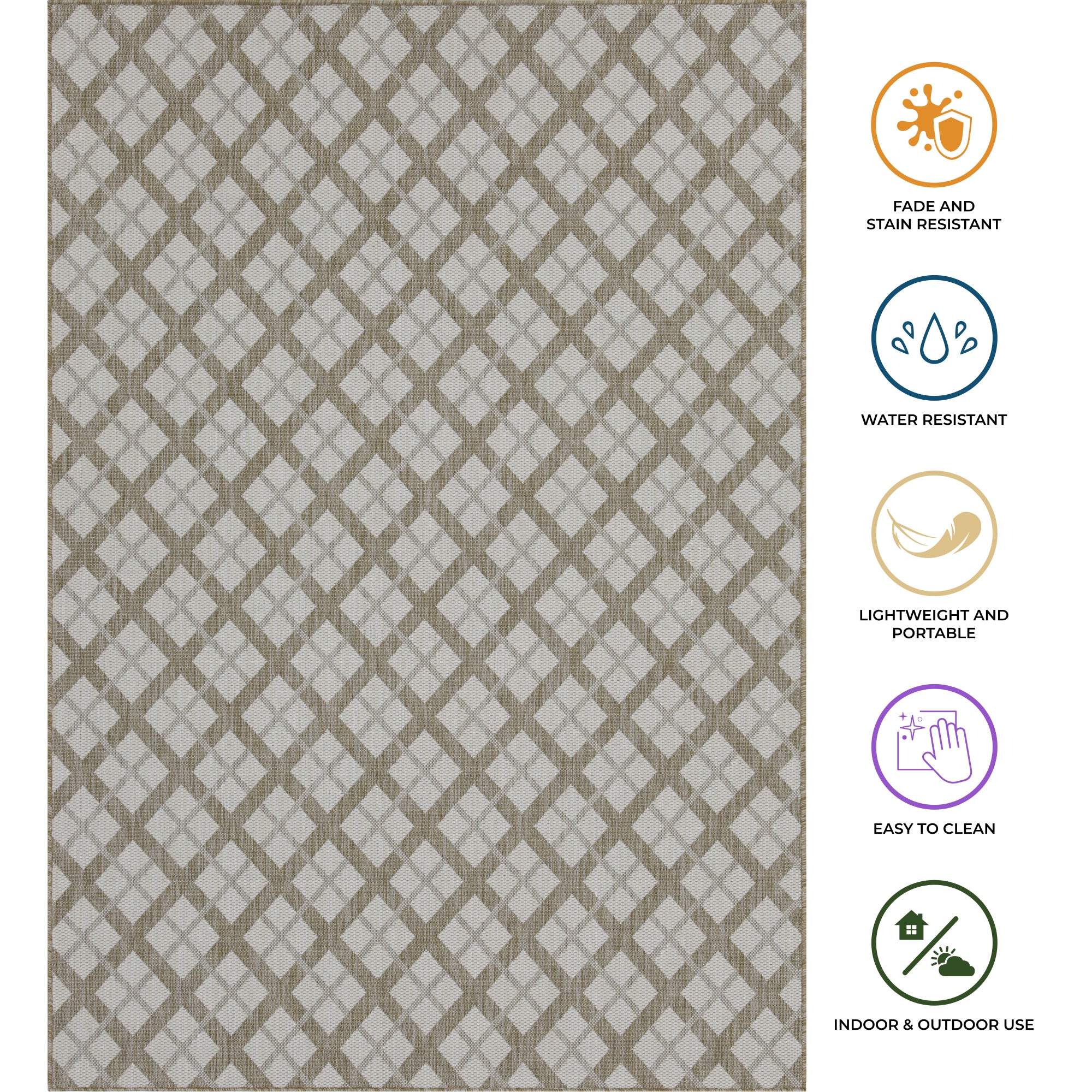 Outdoor Rugs Lined Collection Beige Cream