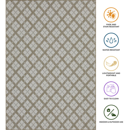Outdoor Rugs Lined Collection Beige Cream