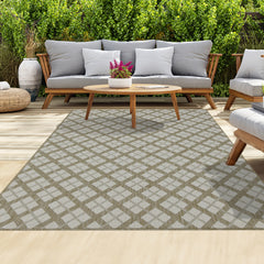 Outdoor Rugs Lined Collection Beige Cream