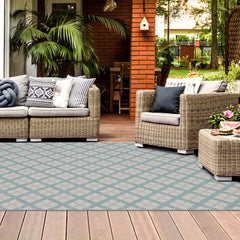 Outdoor Rugs Lined Collection Aqua Cream