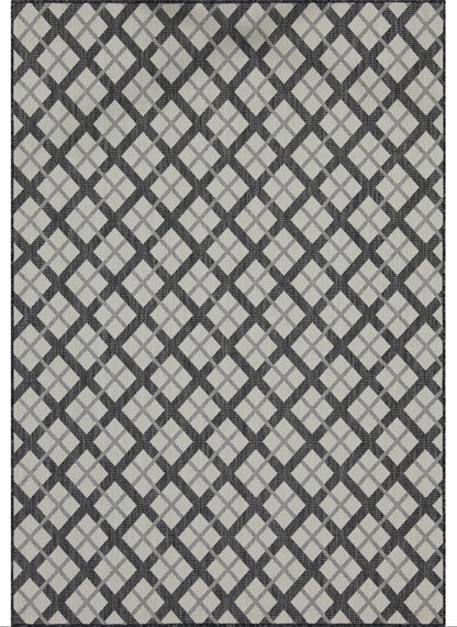 Outdoor Rugs Lined Collection Anthracite Cream