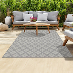 Outdoor Rugs Lined Collection Grey Cream