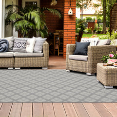 Outdoor Rugs Lined Collection Grey Cream