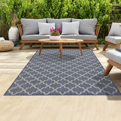 Outdoor Rugs Classic Collection Dark Blue Cream