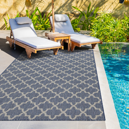 Outdoor Rugs Classic Collection Dark Blue Cream