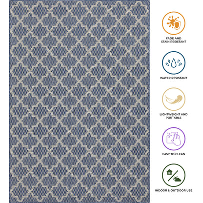 Outdoor Rugs Classic Collection Dark Blue Cream