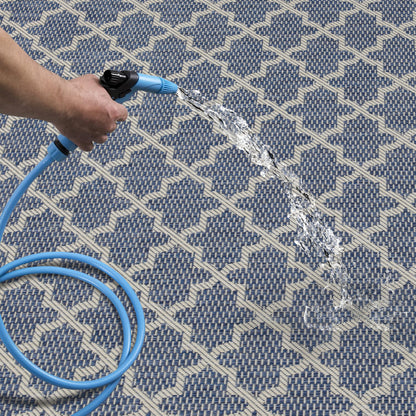 Outdoor Rugs Classic Collection Dark Blue Cream