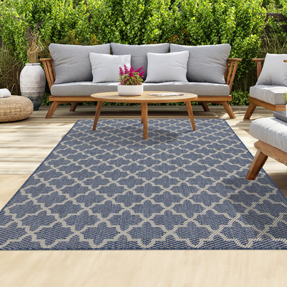 Outdoor Rugs Classic Collection Dark Blue Cream