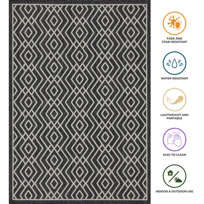Outdoor Rugs Diamond Collection Anthracite Cream