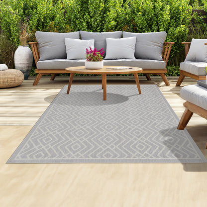 Outdoor Rugs Diamond Collection Grey Cream