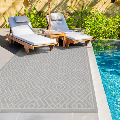 Outdoor Rugs Diamond Collection Grey Cream