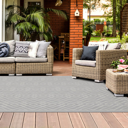 Outdoor Rugs Diamond Collection Grey Cream