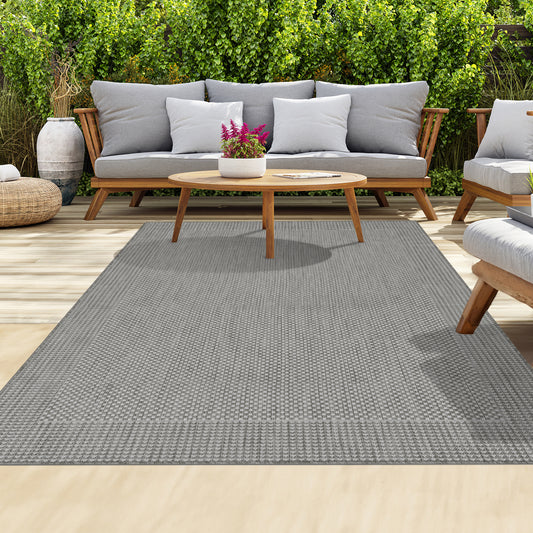 Outdoor Rugs Plain Dark Grey / Cream