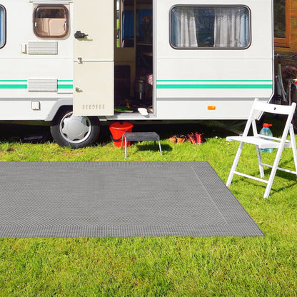 Outdoor Rugs Plain Dark Grey / Cream