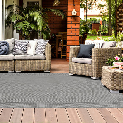 Outdoor Rugs Plain Dark Grey / Cream