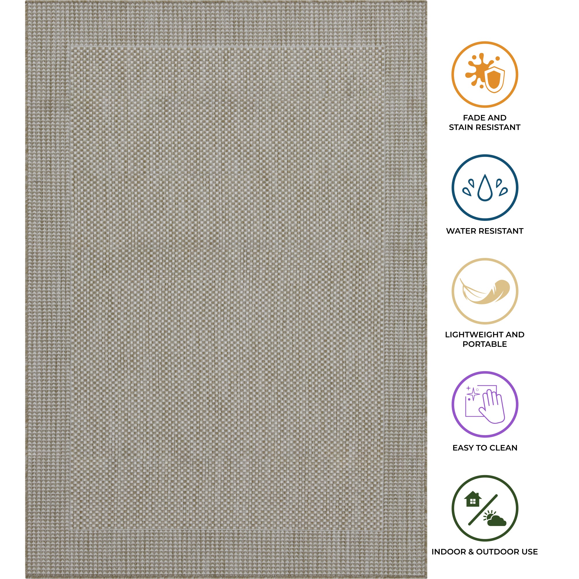 Outdoor Rugs Plain Collection Beige Cream