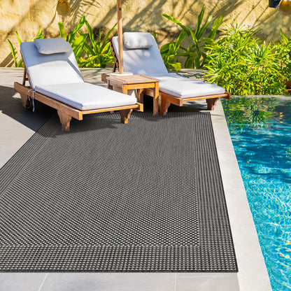 Outdoor Rugs Plain Collection Anthracite Cream