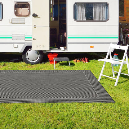Outdoor Rugs Plain Collection Anthracite Cream