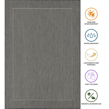 Outdoor Rugs Plain Collection Anthracite Cream