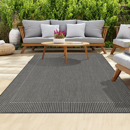 Outdoor Rugs Plain Collection Anthracite Cream