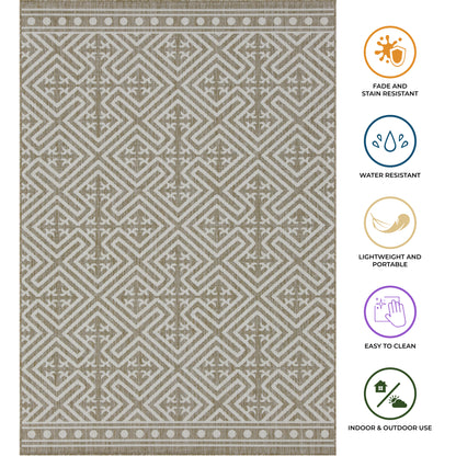 Outdoor Rugs Medallion Collection Beige Cream