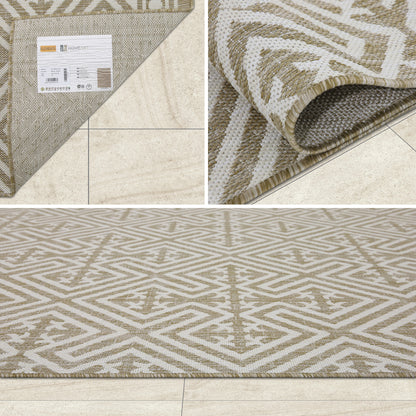 Outdoor Rugs Medallion Collection Beige Cream
